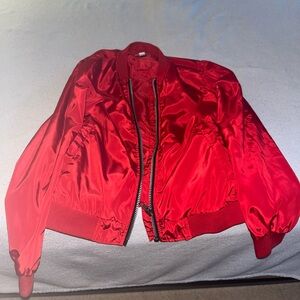 Red Satin Bomber Jacket